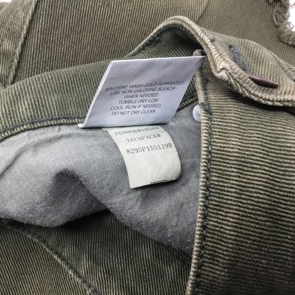 Brandy Melville Olive Green Denim Button Fly Cutoff Short - Picture 12 of 12